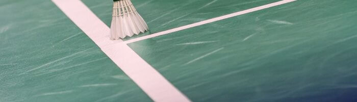 Fjerbold - Shuttlecock - Fjer - Bold - Linje - Grøn bane - hvide linjer - Badmintonphoto