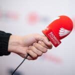 Mikrofon - Presse - Badminton Danmark - Denmark Open - rød - logo