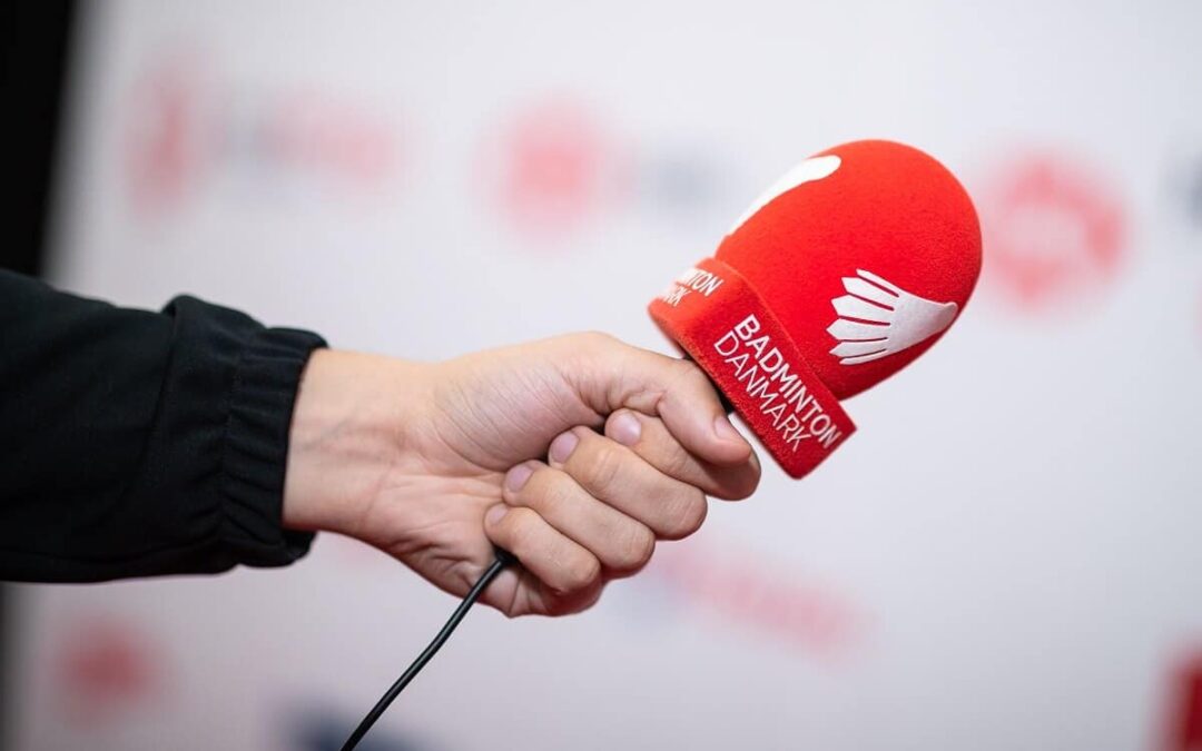 Mikrofon - Presse - Badminton Danmark - Denmark Open - rød - logo
